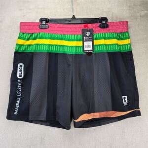 Baseball Lifestyle 101 Pencil Shorts Men’s XL Black Mesh Drawstring NWT